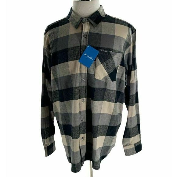 Columbia Men's Size 2XL Log Hopper Flannel Long Sleeve Shirt Black Plaid - Picture 5 of 7